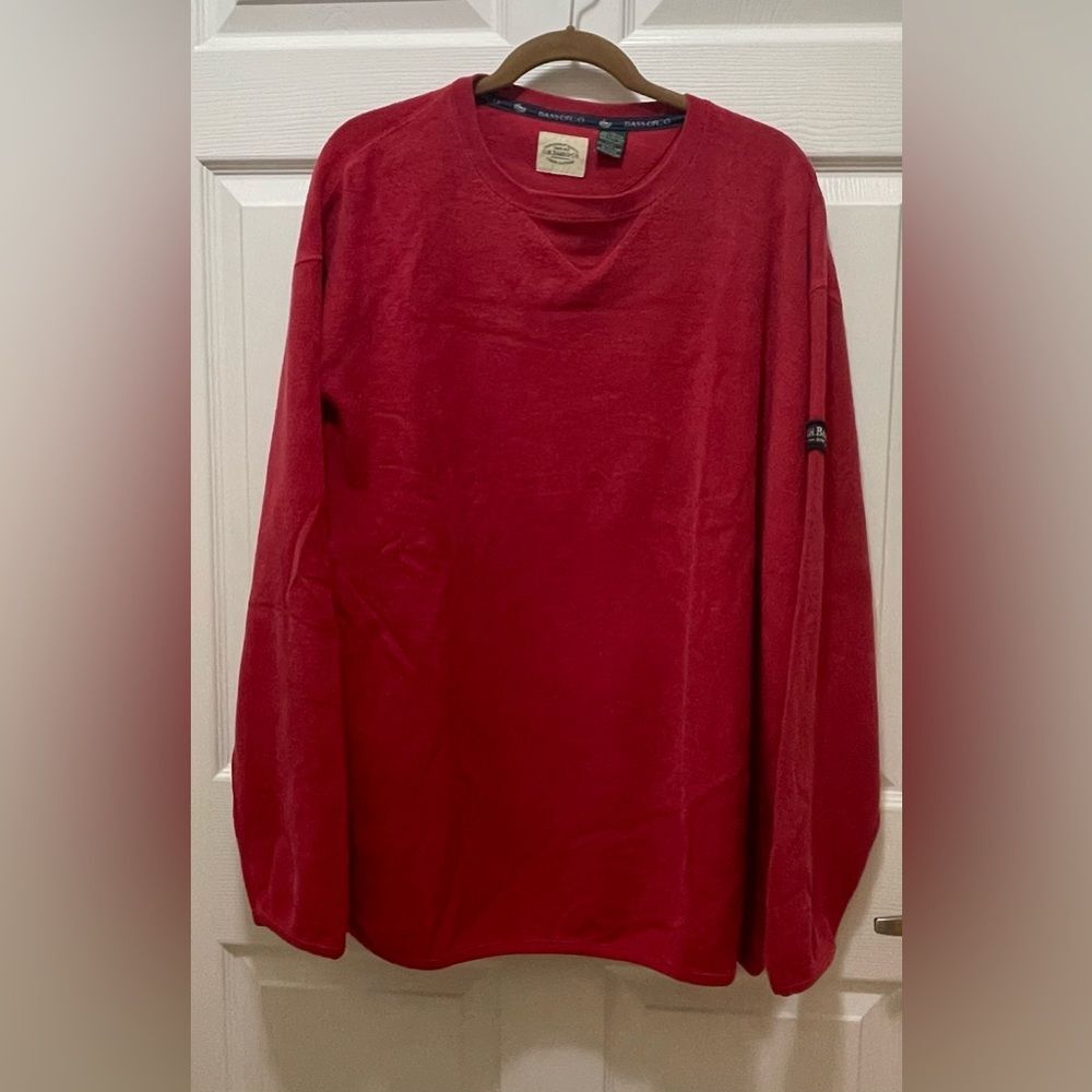 Vintage GH Bass Pullover Sweater Size XL Red 100% Cotton